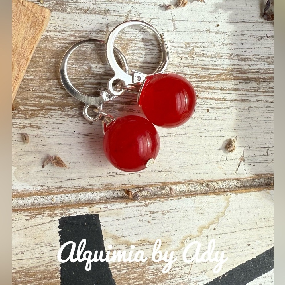 Untreated ruby Red Earrings